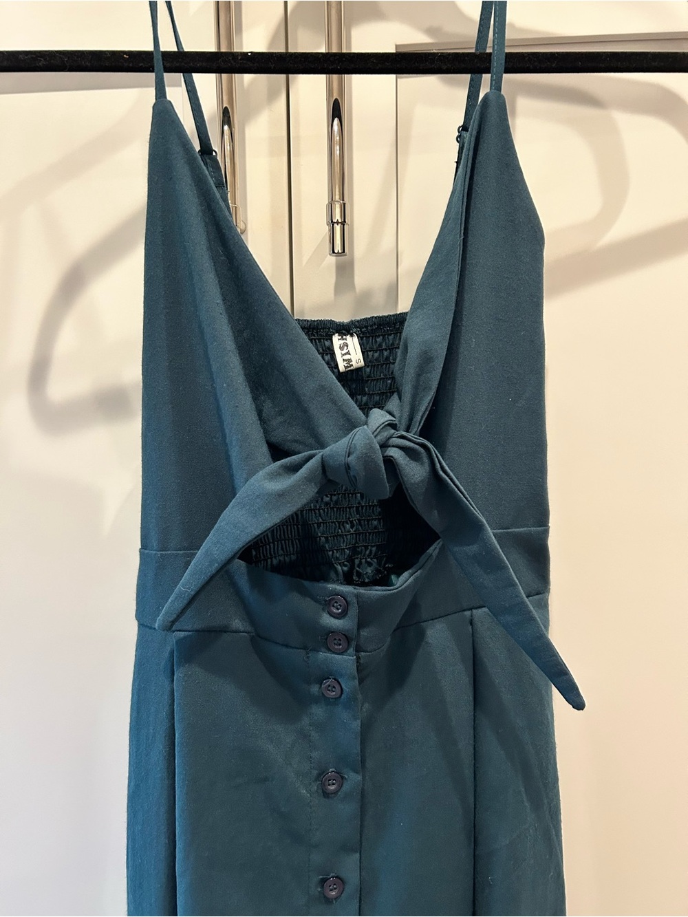 Wish Teal Blue Smocked Spaghetti Strap Dress